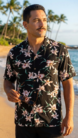 Paradise Found Men's Star Orchid Tom Selleck Magnum PI Hawaiian Shirt — Men's Rayon Shirts — Paradise Found