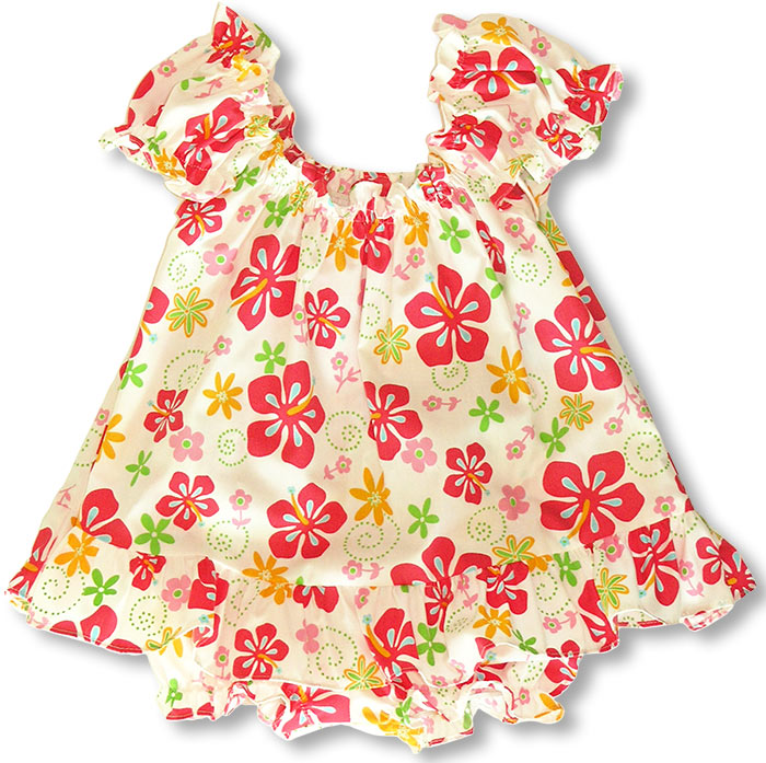 Swirly Hibiscus Puff Sleeve 2pc
