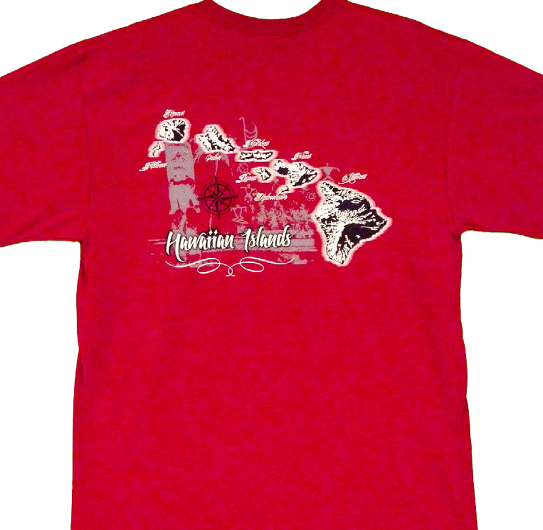 Tiki Hawaiian Islands Map T-Shirt