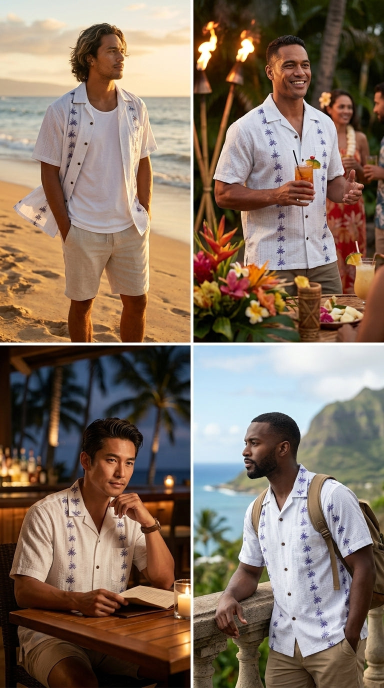 Palm Tree Panel Men's Shirt — Men's Cotton Shirts — Pacific Legend (view 6)