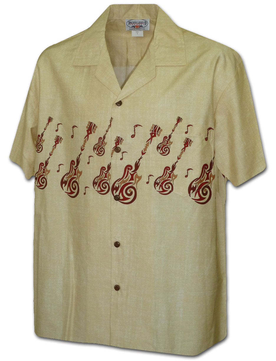 Tribal Guitars Mens cotton Aloha Shirt