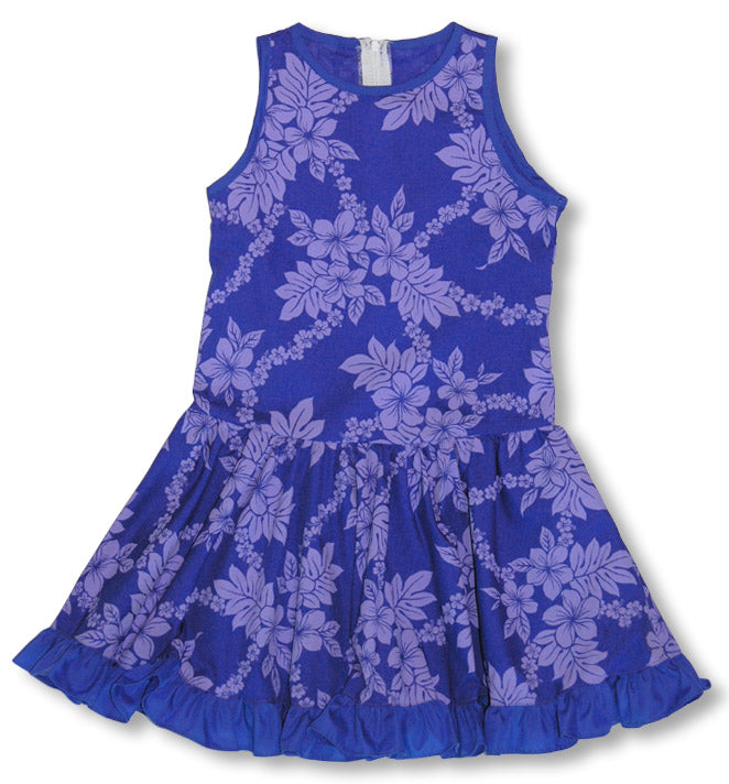 Tropical Garden Lei Girl's Drop Waist Ruffle Dress
