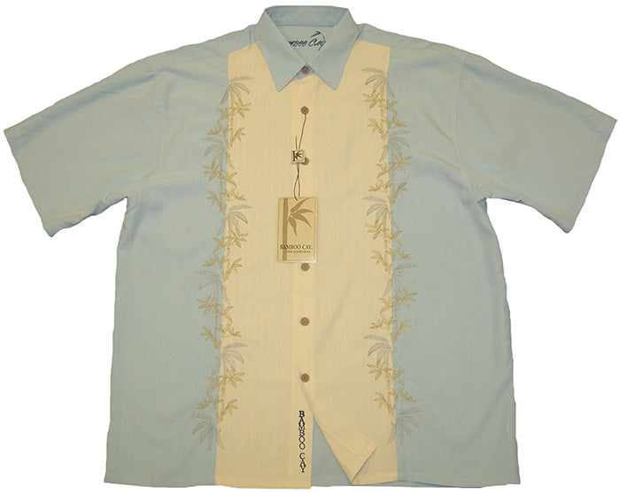 Tropical Trees Men's Embroidered Rayon Polyester Shirt