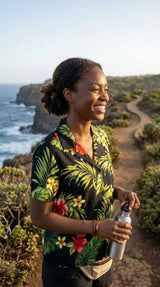 Tropical Summer HIbiscus Women's Hawaiian Camp Shirt
