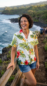 Tropical Summer HIbiscus Women's Hawaiian Camp Shirt