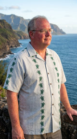 Vertical Turtles Panel Men's Shirt — Men's Cotton Shirts — Pacific Legend (view 4)
