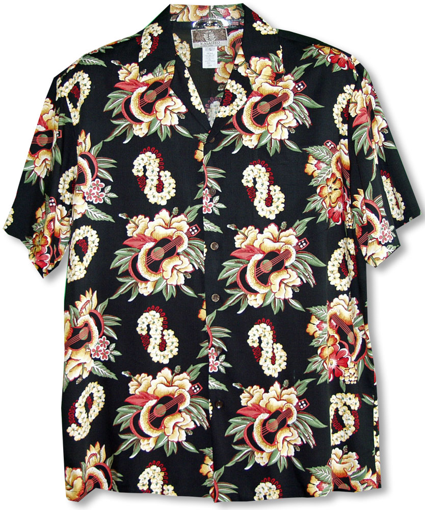 Ukulele Lei Panel Mens Hawaiian Shirt
