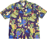 Grapes & Wine Bottle Men's vintage cotton aloha shirt
