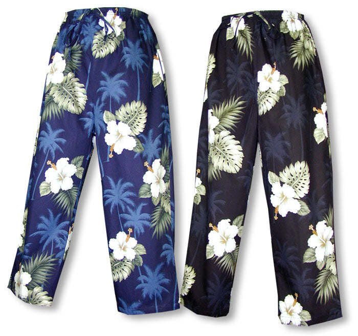 White Hibiscus Monstera Capri Pants