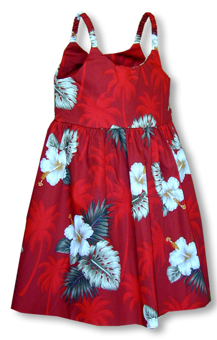 White Hibiscus Monstera Girl's Bungee Dress