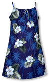 White Hibiscus Monstera Girl's Sundress