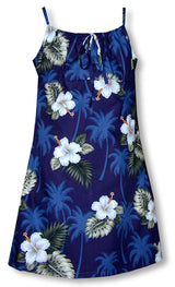 White Hibiscus Monstera Girl's Sundress