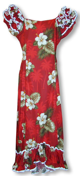 White Hibiscus Monstera Ruffle Muu Muu