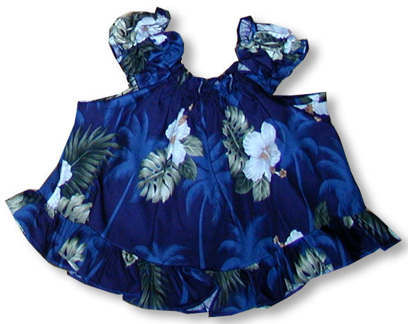 White Hibiscus Monstera Puff Sleeve 2pc