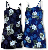 White Hibiscus Monstera Empire Dress