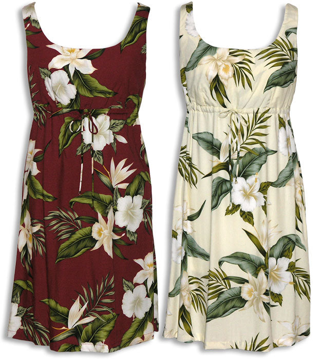 White Orchid Hibiscus Empire Tie Front