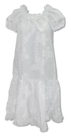 Fancy Ruffle White Quilt Girl's Lei Day White Dress