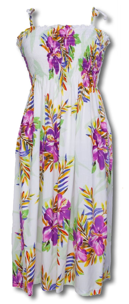 Wild Hibiscus Tube Top One Size Long Sundress