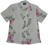 RJC Paradise Lei Panel Women's Hawaiian Camp Shirt – Rayon, Made in Hawaii