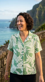RJC Hala Pineapple Women's Hawaiian Camp Shirt – Rayon, Made in Hawaii