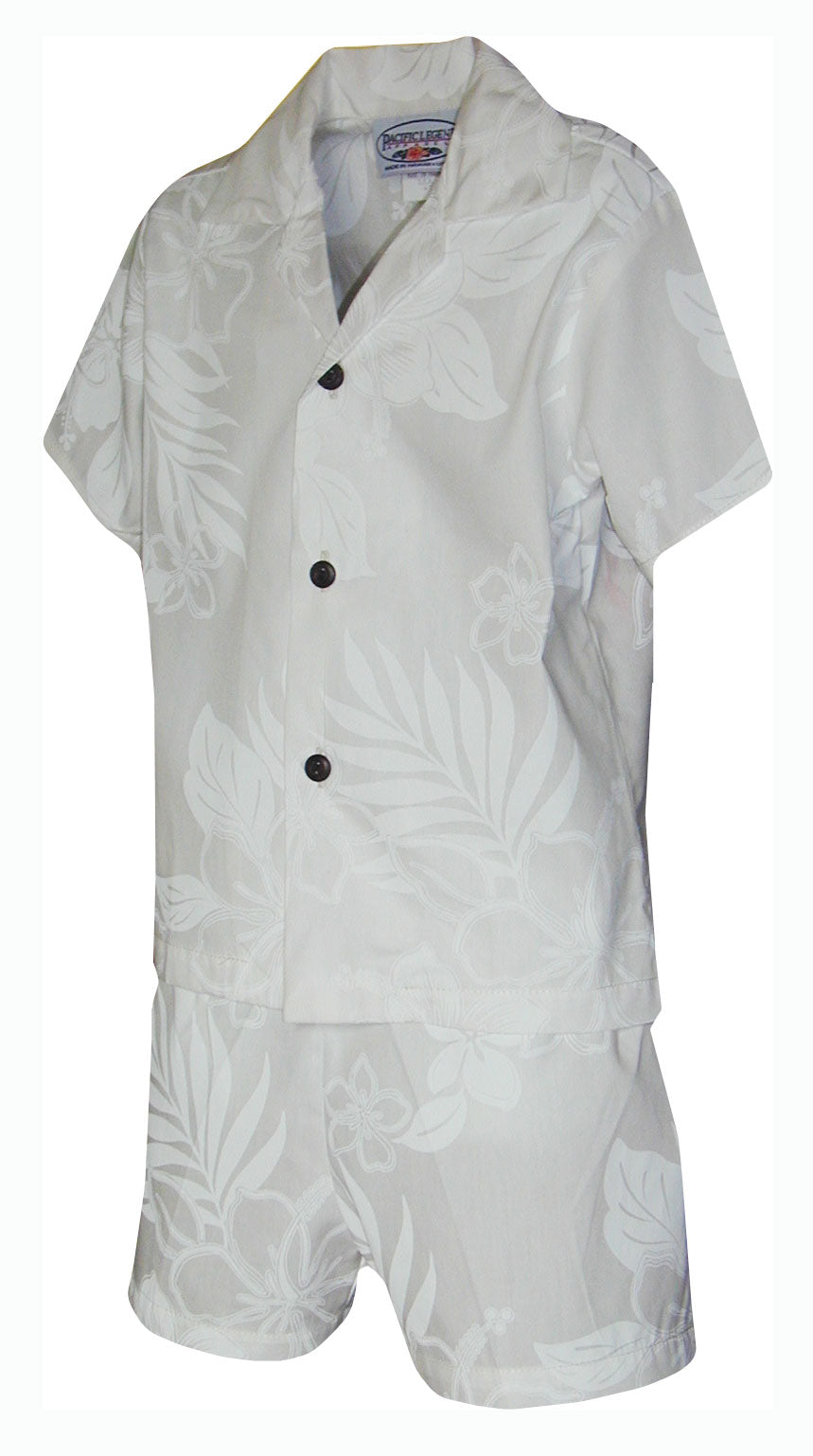Elegant Tropical Wedding White 2pc — Boys Cabana Sets — Pacific Legend