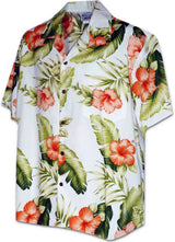 Great Orange Hibiscus Fern Men's Shirt — Men's Cotton Shirts — Pacific Legend (view 3)