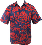 Lanai Reverse Print Placket Front Cotton Aloha Shirt — Men's Reverse Print Shirts — Go Barefoot (view 4)