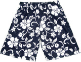 Classic Hibiscus Men's Elastic Waist 3-Pocket Cotton Shorts