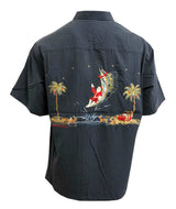 Santa's Catch of the Day Embroidered Shirt — Men's Embroidered Shirts — BAMBOO CAY (view 3)