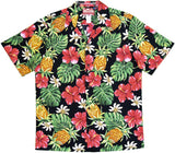 Red Hibiscus Golden Pineapples Men's Shirt — Men's Cotton Shirts — RJC