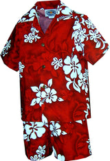 Shadow White Hibiscus boy's 2pc — Boys Cabana Sets — Pacific Legend
