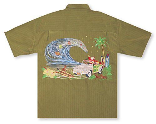 Santa's Woody Island Men's Embroidered Shirt — Men's Embroidered Shirts — MauiShirts