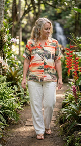 RJC Paradise Island Surf Women's Hawaiian Camp Shirt – Rayon, Made in Hawaii