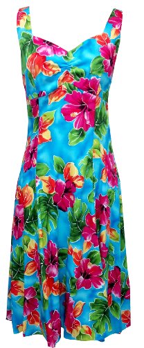 Hibiscus Watercolor Empire Fit Princess Flared — Women's Empire Waist Dresses — MauiShirts