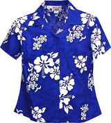 Shadow White Hibiscus women's fitted cotton — Women's Cotton Shirts — MauiShirts (view 10)