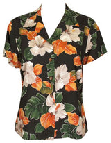 Hibiscus Watercolor Women's Fitted Blouse — Women's Rayon Blouses — RJC (view 12)
