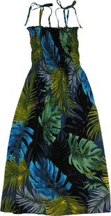Monstera Fern Jungle Smocked Tube Dress — Women's Sun Dresses — MauiShirts