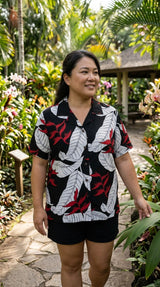 RJC Ginger Heliconia Women's Hawaiian Camp Shirt – Rayon, Made in Hawaii