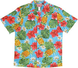 Red Hibiscus Golden Pineapples Men's Shirt — Men's Cotton Shirts — RJC (view 4)