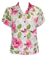 Petra Hibiscus Women's Fitted Blouse — Women's Rayon Blouses — MauiShirts (view 5)