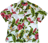 RJC Anthurium Plumeria Women's Hawaiian Camp Shirt – Rayon, Made in Hawaii