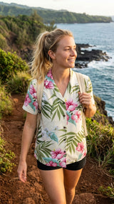 RJC Pale Hibiscus Orchid Women's Hawaiian Camp Shirt – Rayon, Made in Hawaii