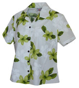 Single Tone Plumeria women's fitted cotton — Women's Cotton Shirts — MauiShirts (view 7)