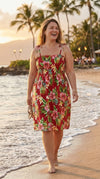 Pineapple Hibiscus Smocked Tube Dress