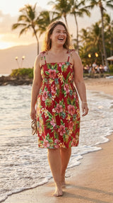 Pineapple Hibiscus Smocked Tube Dress