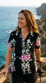 RJC Paradise Lei Panel Women's Hawaiian Camp Shirt – Rayon, Made in Hawaii
