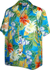 Bold Hibiscus Bouquet Men's Shirt — Men's Cotton Shirts — Pacific Legend (view 10)
