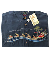 Santa's Landing at the Beach Embroidered Shirt — Men's Embroidered Shirts — BAMBOO CAY (view 3)