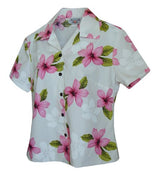Single Tone Plumeria women's fitted cotton — Women's Cotton Shirts — MauiShirts (view 8)