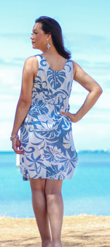 Delicate Tropical Women's Empire Tie Front Hawaiian Dress (Generous Fit)